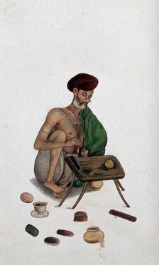 An Indian jeweller at work, (between 1800 and 1899?). Creator: Unknown.