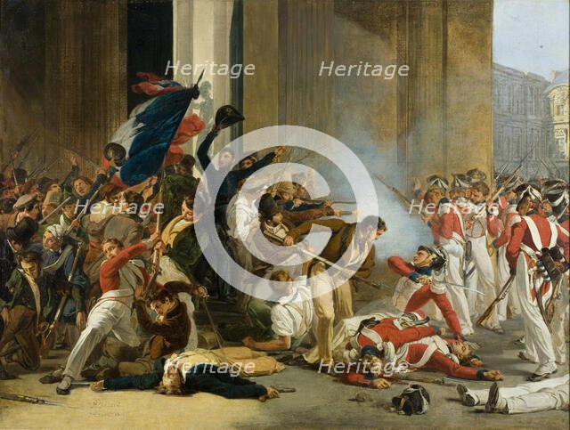 Taking the Louvre, July 29, 1830. Massacre of the Swiss Guards, c. 1832. Creator: Bézard, Jean Louis (1799-1881).