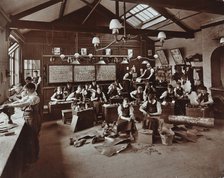 Boys making shoes at the Anerley Residential School for Elder Deaf Boys, Penge, 1908.  Artist: Unknown.