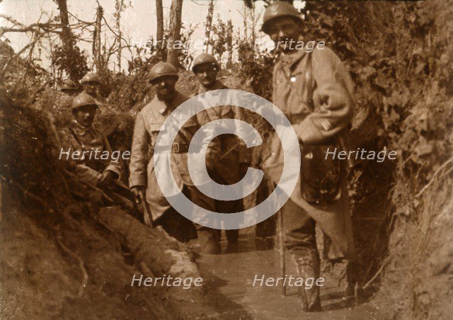 French soldiers in the mud, Chemin des Dames, northern France, c1914-c1918. Artist: Unknown.