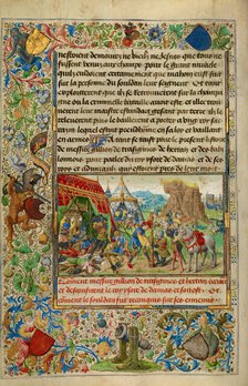 Gillion Slaying King Ysore and Freeing the Sultan, 1464. Creators: Lieven van Lathem, David Aubert.