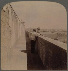 'Long walk along the old Aqueduct - (1729-49) - supplies city with water, Lisbon, Portugal', 1902. Creator: Underwood & Underwood.