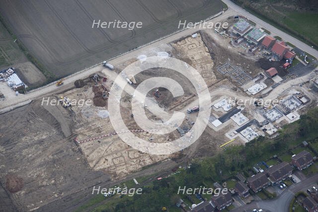 Soilmarks of a square barrow cemetery, Pocklington, East Riding of Yorkshire, 2015. Creator: Historic England.