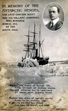 Postcard commemorating Captain Scott's ill-fated expedition to the South Pole, c1912 Artist: Unknown