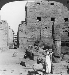'Avenue of sacred images after excavation, Karnak, Thebes, Egypt', c1900. Artist: Underwood & Underwood