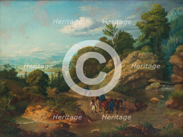 Hussars on patrol, 1850. Creator: Frantisek Klimkovic.