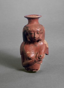 Polished red ware vessel modelled as a nursing woman, XVIIIth Dynasty (c 1540 BC-c1292 BC). Artist: Unknown.