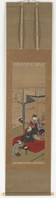 A courtesan helping a man to dress, Edo period, mid 18th-early 19th century. Creator: Kitao Shigemasa.