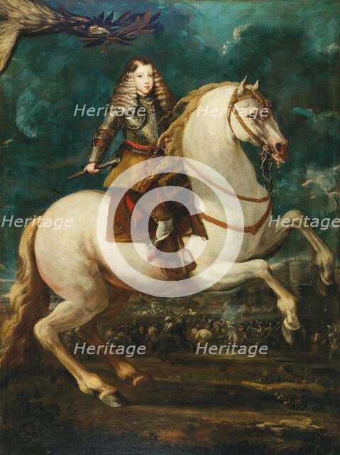 Equestrian Portrait of Charles II of Spain, 1660s. Creator: Herrera Barnuevo, Sebastian de (1619-1671).