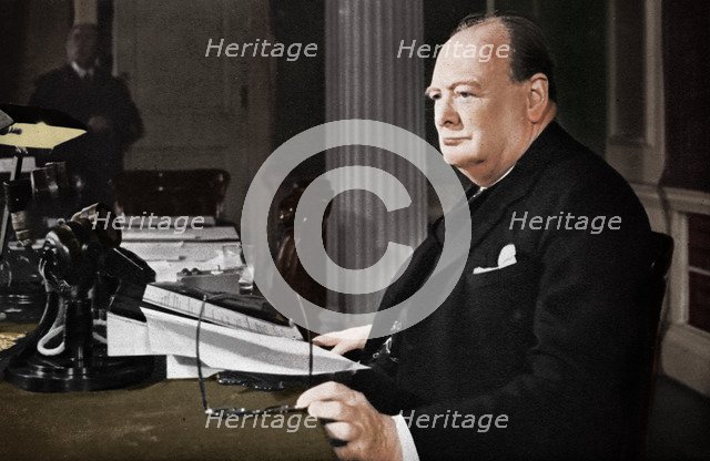 'Mr. Churchill's V.E. Day Broadcast', 1945 (1955). Artist: Unknown.