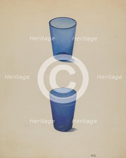 Whiskey Glasses (Cobalt), c. 1937. Creator: Edward White.