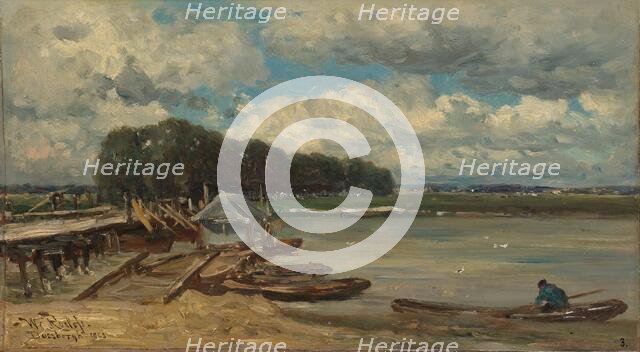 The bridge over the IJssel near Doesburg, 1889.  Creator: Willem Roelofs.