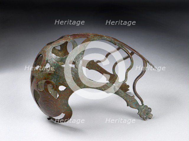 Bronze horse muzzle with engraved serpents and added bronze snakes, 1st-4th century. Artist: Unknown.