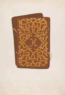 Carved Wood Book Cover, c. 1936. Creator: Natalie Simon.