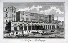 View of the Adelphi riverside development, Westminster, London, c1800. Artist: Anon
