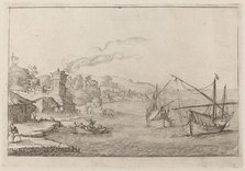 Coastal Landscape with Anchored Vessels, 1638. Creator: Ercole Bazicaluva.