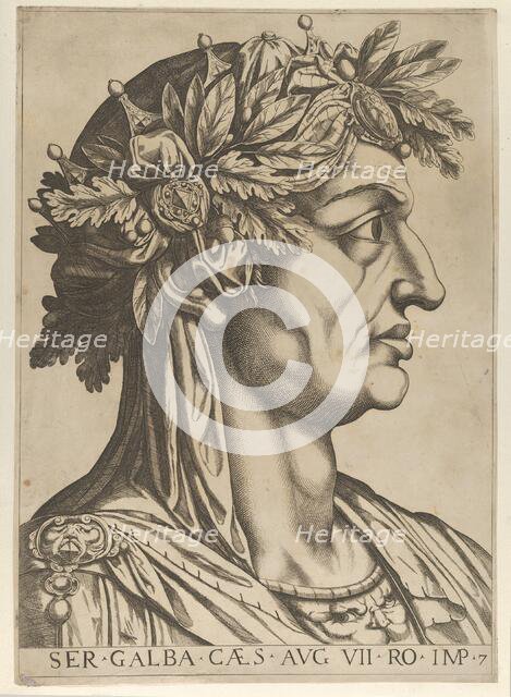 Plate 7: Servius Galba in profile to the right, from 'The Twelve Caesars', 1610-40. Creator: Anon.