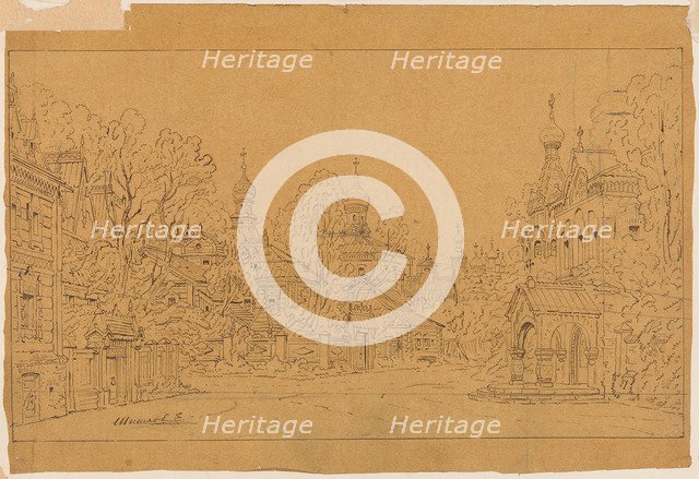Stage design for the opera The Oprichnik (The Guardsman) by Pyotr Tchaikovsky, 1874.