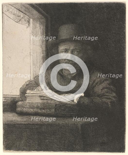 Self-Portrait Drawing at a Window, 1648. Creator: Rembrandt Harmensz van Rijn.