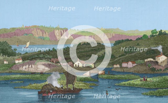 Hudson River Palisades, United States, 1837, (1850).  Creator: Jacques Gerard Milbert.