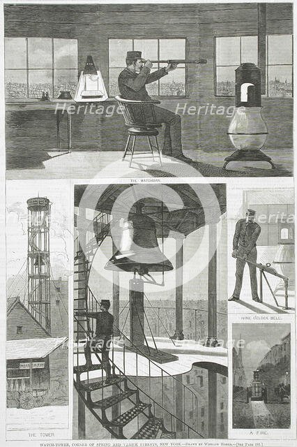 Watch-Tower, Corner of Spring and Varick Streets, New York, 1874. Creator: Unknown.