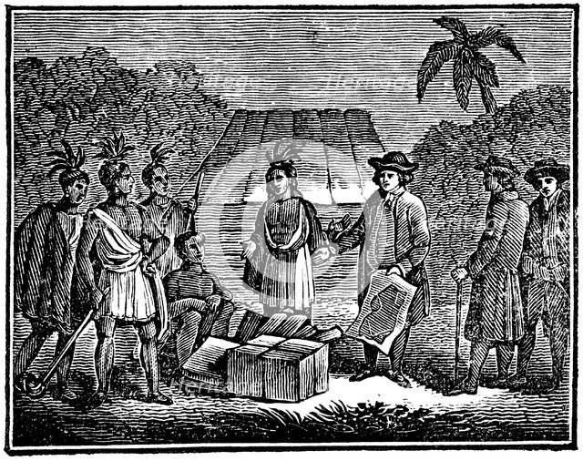 William Penn with Native Americans, English Quaker colonist, 1830. Artist: Unknown