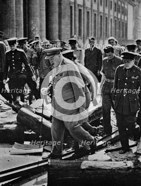 'Journey's end. Dunkirk to Berlin - an inevitable progress of retributive justice. Churchill inspect