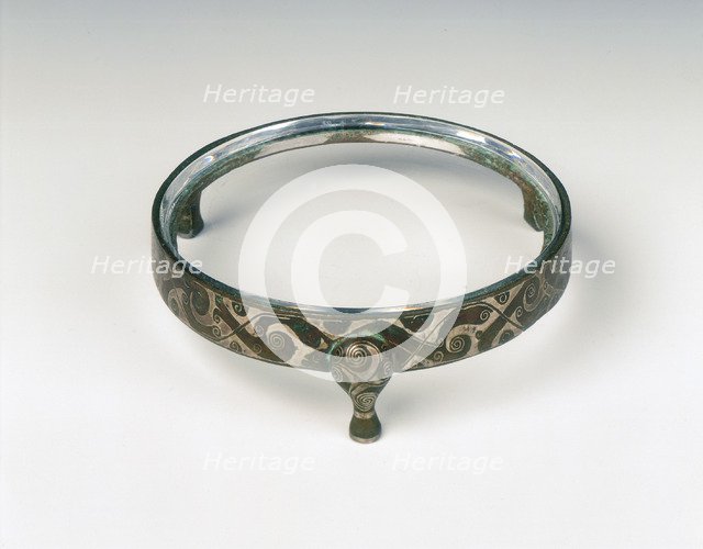 Bronze binding for vessel, with silver inlays, Eastern Zhou dynasty, China, c3rd century BC. Artist: Unknown