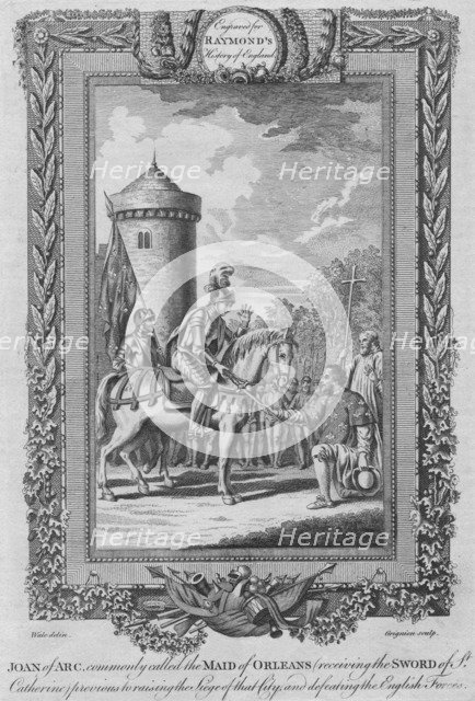 'Joan of Arc commonly called the Maid of Orleans (receiving the Sword of St. Catherine)', c1787. Artist: Unknown.