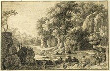 River Landscape with Figures, n.d. Creator: George Frederick Rosenberg.