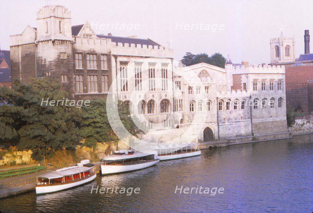 Guildhall Reach on the River Ouse from Lendal Bridge, York, 20th century. Artist: CM Dixon.