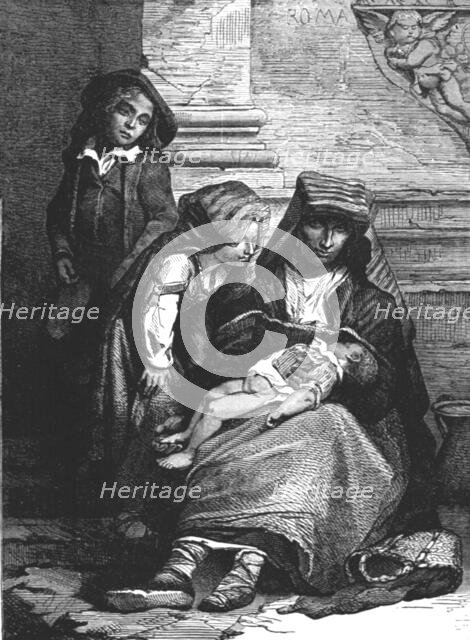 'Family of Beggars; Rome and United Italy',1875. Creator: Unknown.
