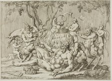 Silenus Reclining with Goats and Satyrs, n.d. Creator: Giovanni Battista Galestruzzi.