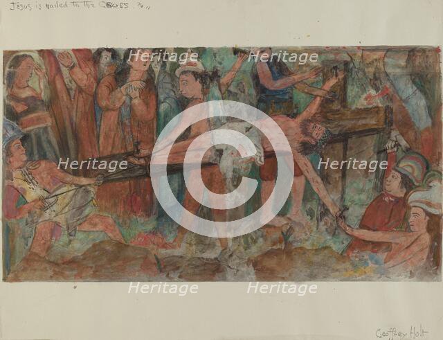 Station of the Cross No. 11: "Jesus is Nailed to the Cross", c. 1936. Creator: Geoffrey Holt.