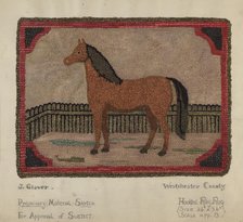 Hooked Rug with Horse, 1935/1942. Creator: Joseph Glover.