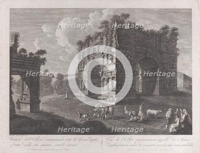 View of the Arch of Janus, with shepherds and goats in the foreground, 1795-1800., 1795-1800. Creator: François Morel.
