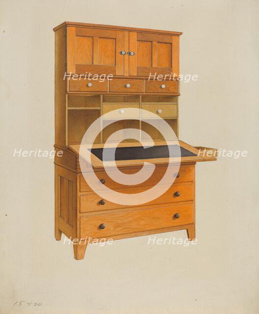 Shaker Secretary Desk, c. 1937. Creator: John W Kelleher.