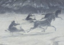 Sleighing on the Ice. Illustration for a Short Story by Per Hallström, 1907. Creator: Johan Axel Gustav Acke.
