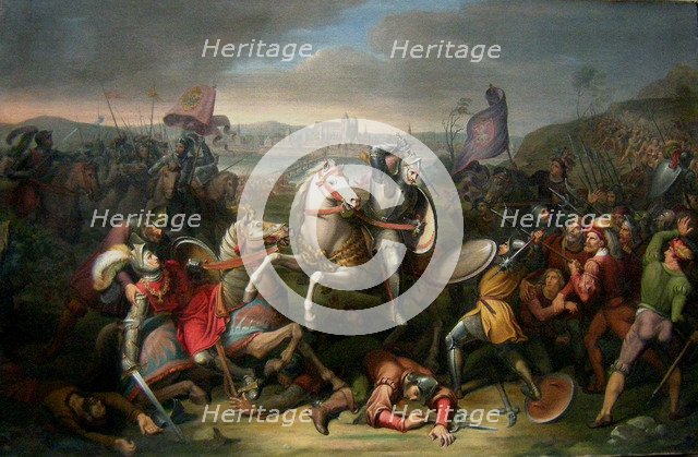 Duke Erich von Calenberg rescues Emperor Maximilian in the Battle at Regensburg in 1504. Artist: Riepenhausen, Johann Christian (1787-1860)