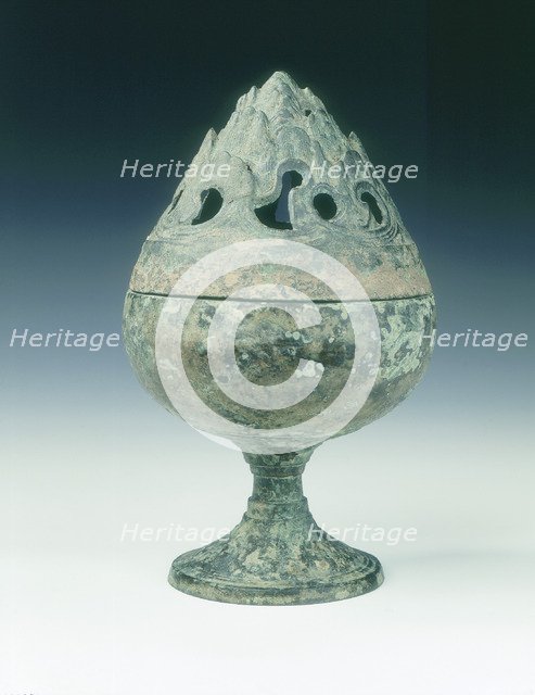 Bronze boshanlu censer, Wang-Mang Interregnum, China, 9-25. Artist: Unknown