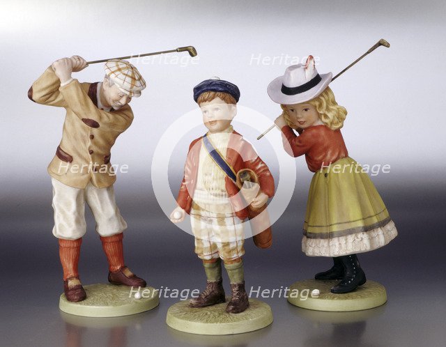 Ceramic golfing figures. Artist: Unknown