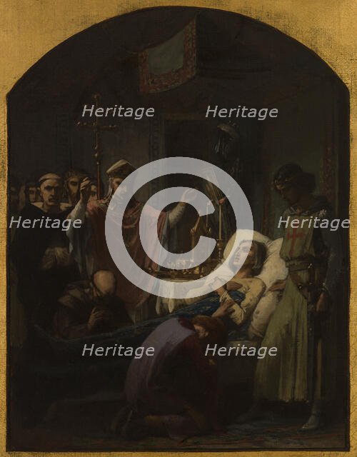 Esquisse pour l'église Saint-Louis d'Antin : La Mort de saint Louis, 1869. Creator: Pierre-Paul-Leon Glaize.