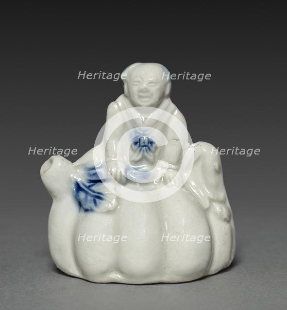 Waterdropper in Shape of Chinese Boy Seated on a Gourd, 18th-19th century. Creator: Unknown.