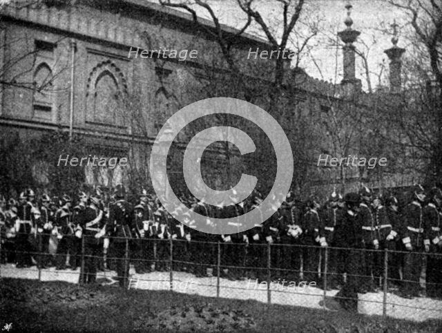 The Volunteer Manoeuvres at Brighton: Church Parade at the Dome, 1895. Creator: Symmons & Thiele.