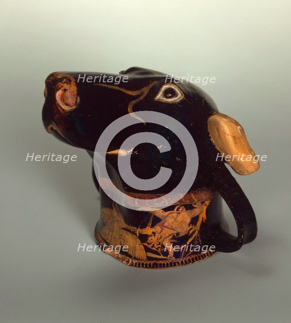 Figure Vessel in the Shape of a Dog Head, c.490 BC. Creator: Art of Ancient Rome, Attican Art.