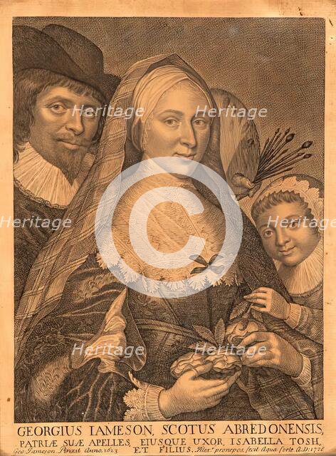 Portrait of George Jamesone with his wife Isabella Tosh and son Alexander, 1623. Creator: George Jamesone.