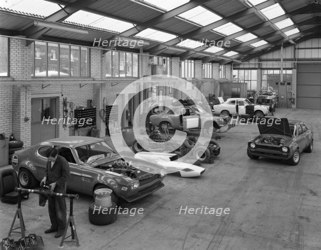 Modified Fords during race preparation, Littleborough, Greater Manchester, 1972. Artist: Michael Walters