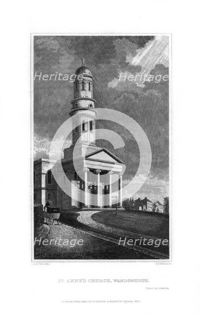 St Anne's Church, Wandsworth, London, 1830.Artist: R Winkles