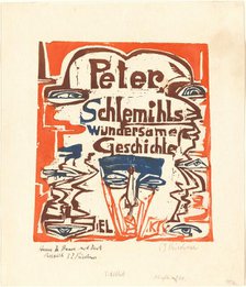 Peter Schlemihls wundersame Geschichte (Peter Schlemihl's Wondrous Story) (Title Page), 1915. Creator: Ernst Kirchner.