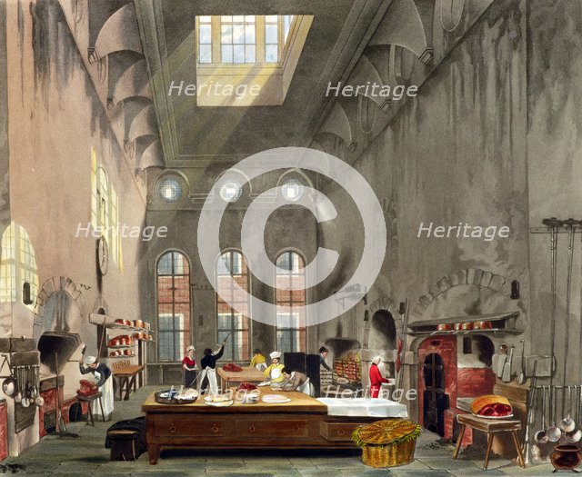Kitchen, St James's Palace, London, 1819. Artist: William James Bennett